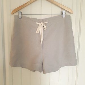 Wilfred Linen Blend High Waisted Shorts with Waist Tie and Pockets Gray Size M
